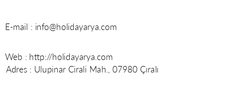 Arya Holiday Houses telefon numaralar, faks, e-mail, posta adresi ve iletiim bilgileri